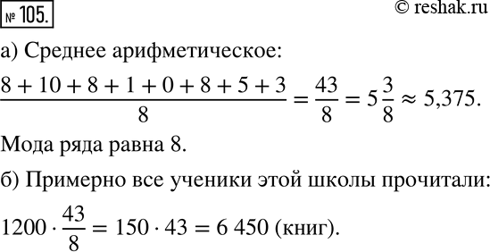 Изображение 105 Столбчатая диаграмма, изображённая на рисунке 1.13, показывает, сколько книг прочитал каждый из ребят за летние каникулыа) Найдите среднее арифметическое и моду...