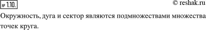 Изображение 1.10. Назовите какие-нибудь геометрические фигуры, которые являются подмножествами множества точек...